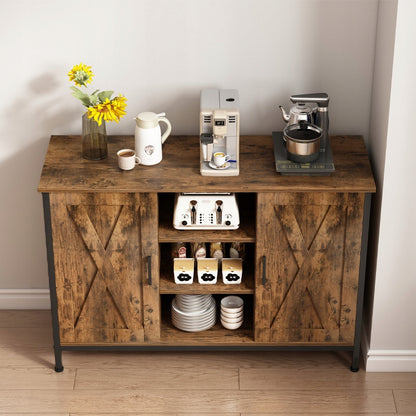 Fiókos és nyitott polcos komód 100x70x35 cm – Vintage barna, rusztikus stílus