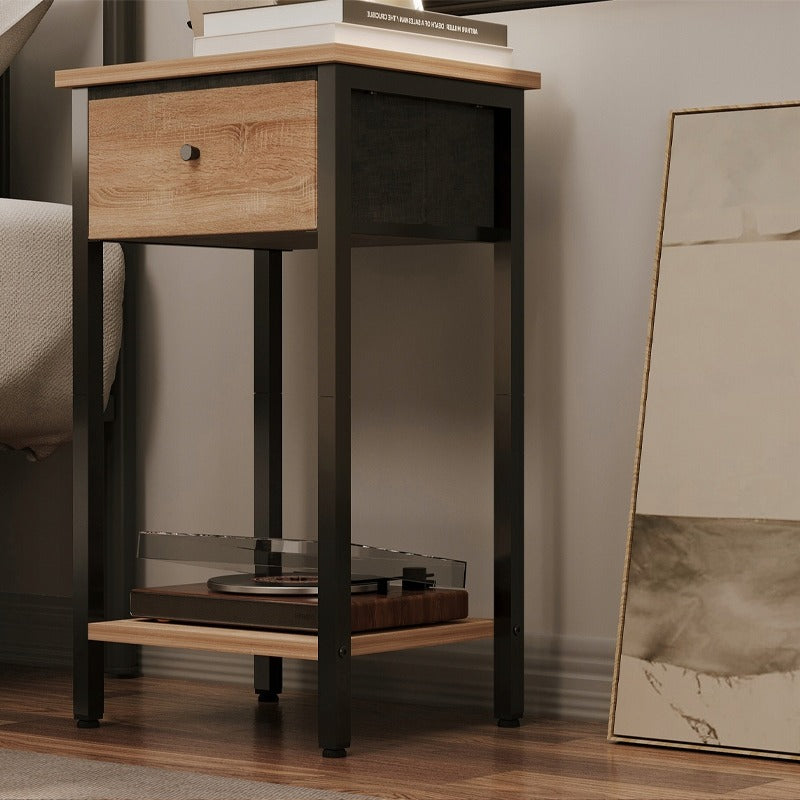 Éjjeliszekrény fiókos szekrény fiókkal és polccal világosbarna ipari loft 51 cm