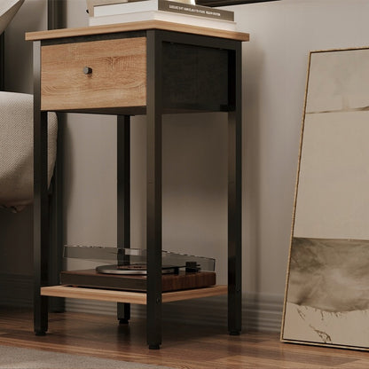 Éjjeliszekrény fiókos szekrény fiókkal és polccal világosbarna ipari loft 51 cm