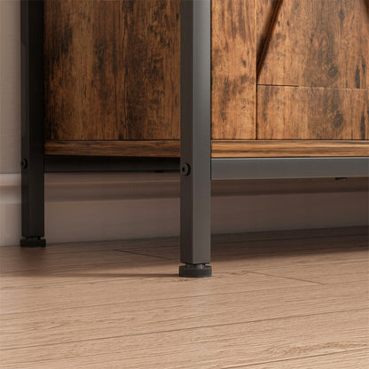 Fiókos és nyitott polcos komód 100x70x35 cm – Vintage barna, rusztikus stílus