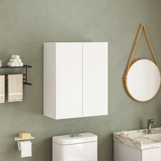 Fali fürdőszobai fali szekrény – fehér, 2 ajtós, modern, 3 polccal, 80 cm