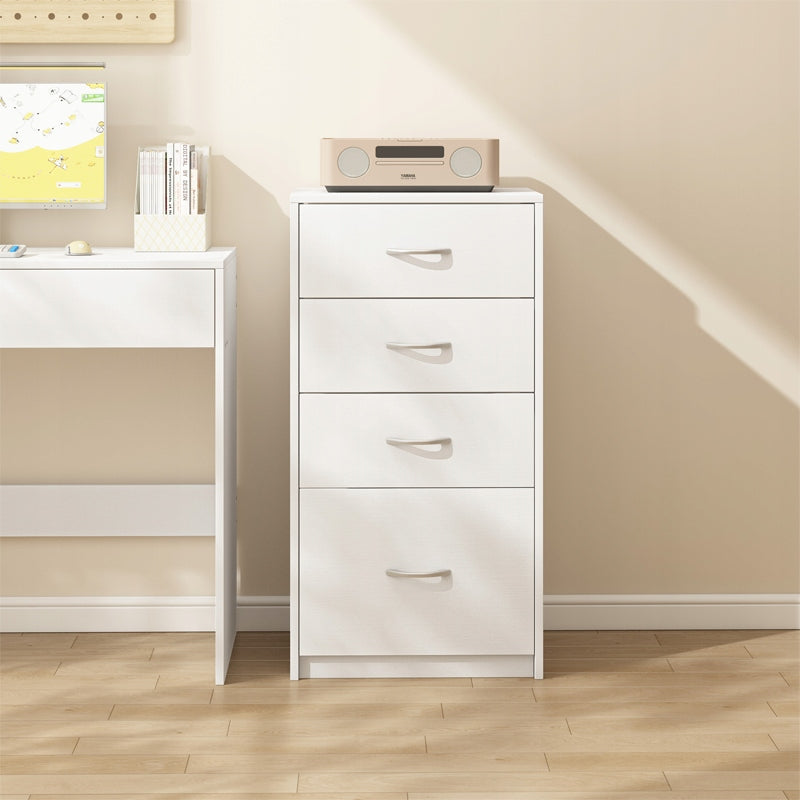 Modern loft stílusú polcos szekrény 4 fiókkal fehér irodai komód nagy 85 cm