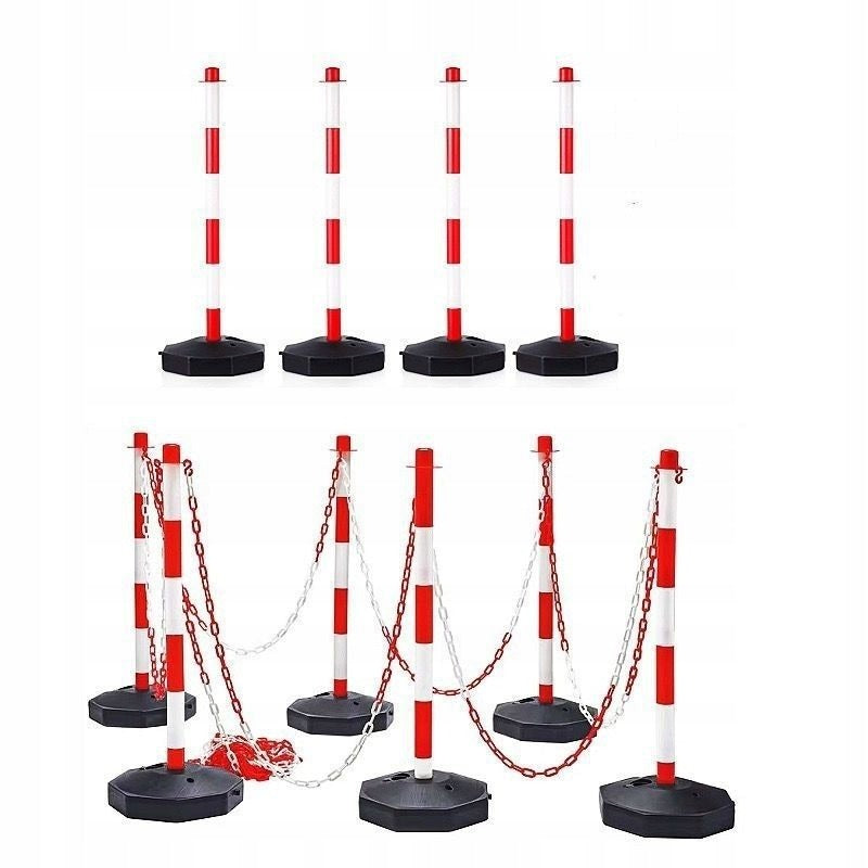 Piros-fehér parkolókorlát oszlop, 85 cm