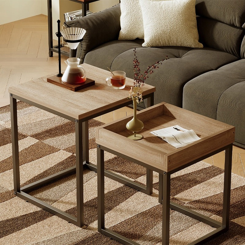 Dohányzóasztal, Dohányzóasztal és Asztalgarnitúra, 2 az 1-ben Loft, Ipari, Világosbarna