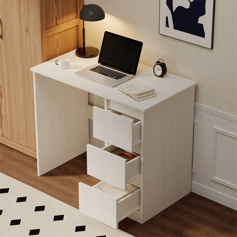 Számítógépes íróasztal, fehér, modern, fiókokkal, loft stílusú, 90 cm