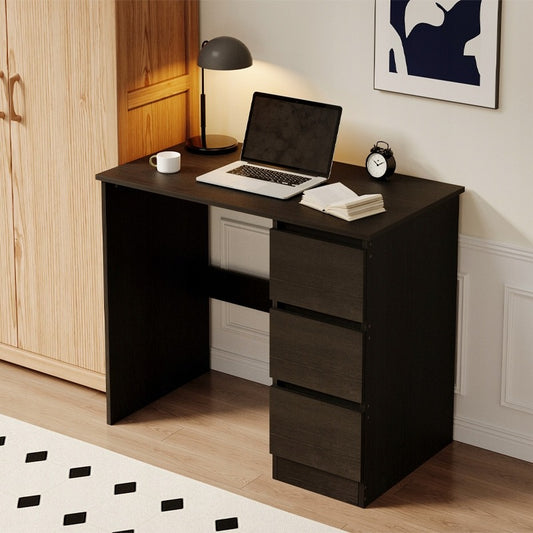 Modern fekete, fiókos Loft számítógépasztal fiataloknak