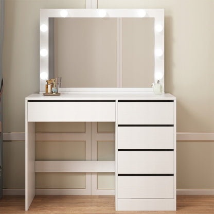 Sminkasztal LED tükörrel, modern, fehér