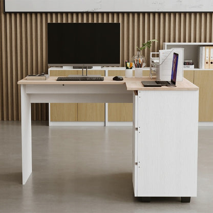 Sarokíróasztal Számítógéppolccal, 3 Fiókos, Loft Stílusú, Modern, 120cm
