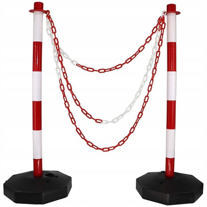 Piros-fehér parkolókorlát oszlop, 85 cm