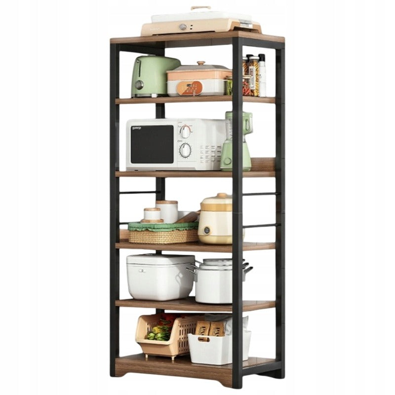 Barna ipari álló könyvespolc, 5 polc, loft stílusú, 160 cm