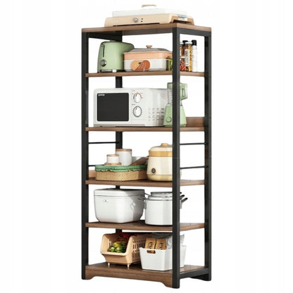 Barna ipari álló könyvespolc, 5 polc, loft stílusú, 160 cm