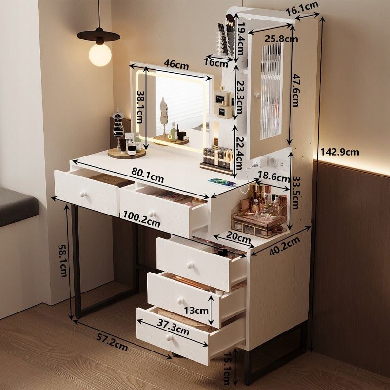 Modern, loft stílusú smink- és sminkasztal LED-es tükörrel