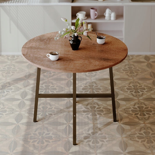 Ipari stílusú kerek dohányzóasztal/pad retro barna loft stílusú vintage nappalihoz