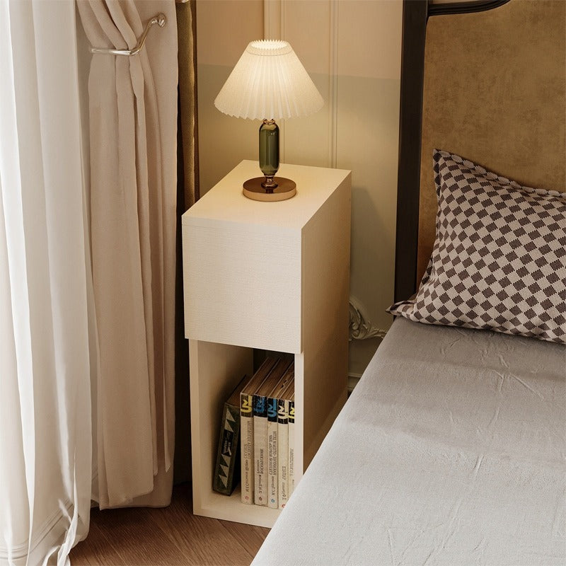 Éjjeliszekrény fiókkal, polcos asztal, modern loft hálószoba, 55 cm