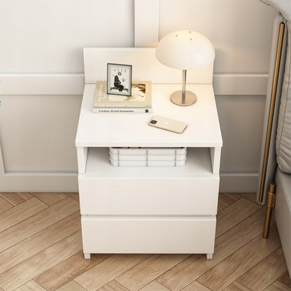 Fehér éjjeliszekrény 2 fiókkal 40 cm-es – modern loft stílus, MDF