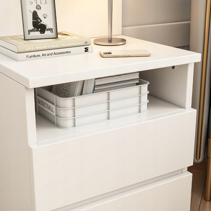 Fehér éjjeliszekrény 2 fiókkal 40 cm-es – modern loft stílus, MDF