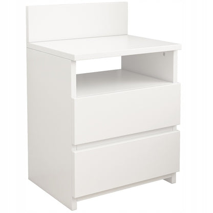 Fehér éjjeliszekrény 2 fiókkal 40 cm-es – modern loft stílus, MDF