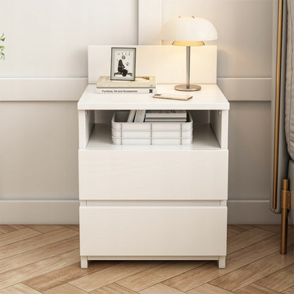 Fehér éjjeliszekrény 2 fiókkal 40 cm-es – modern loft stílus, MDF