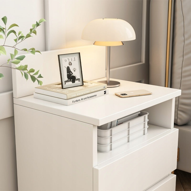 Fehér éjjeliszekrény 2 fiókkal 40 cm-es – modern loft stílus, MDF