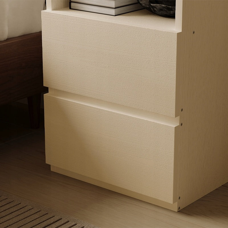 Éjjeliszekrény, hálószoba/nappali asztal, 2 fiókos, loft stílusú, fehér, modern, 40 cm