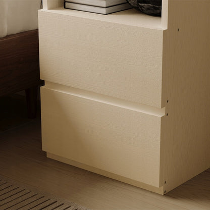 Éjjeliszekrény, hálószoba/nappali asztal, 2 fiókos, loft stílusú, fehér, modern, 40 cm