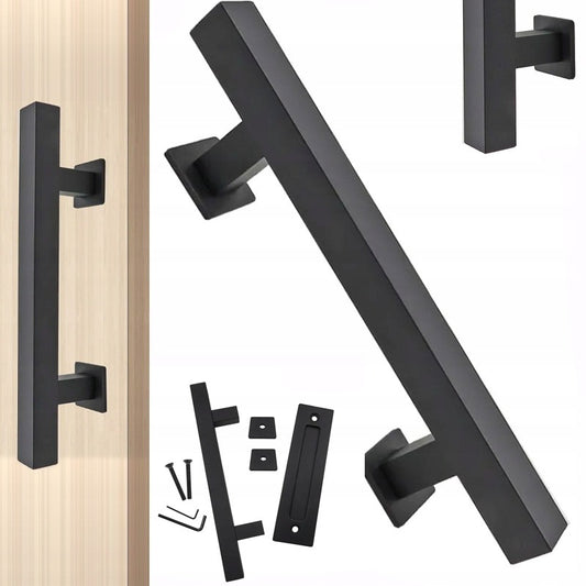 Csúszóajtó fogantyú, matt fekete, retro loft premium