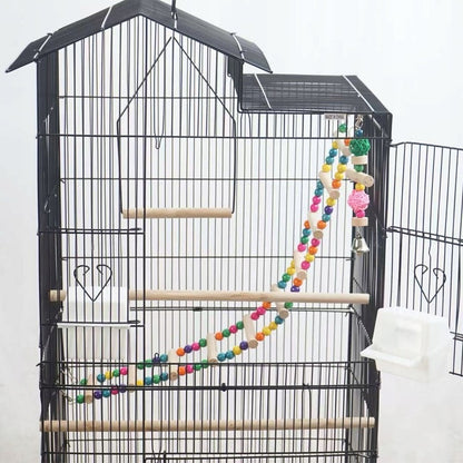 Nagy fém kalitka kerekeken papagájoknak, kanáriknak és egzotikus madaraknak