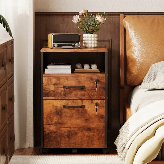 Kerekes szekrény, dokumentumtároló fiókokkal, kulccsal zárható