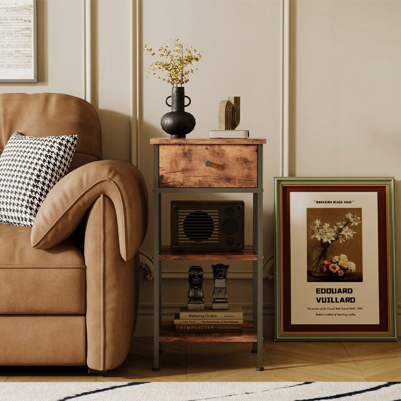 Éjjeliszekrény fiókos szekrény fiókos polccal retro barna ipari loft