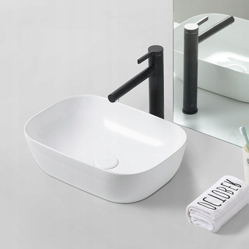 Téglalap alakú kerámia mosdó, fehér, 41x31 cm