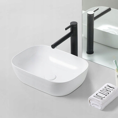 Téglalap alakú kerámia mosdó, fehér, 41x31 cm