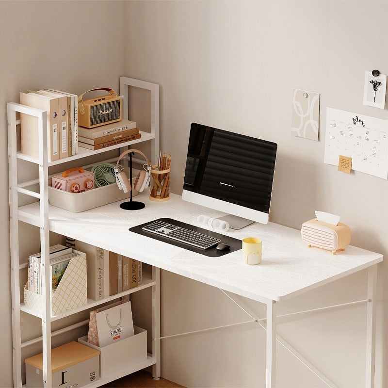 Számítógépes íróasztal, loft asztal, fehér, ifjúsági stílusú, polcos egységgel, 120 cm