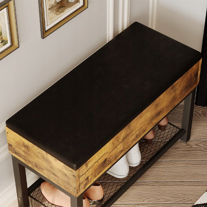Cipőszekrény ülőkével és tárolóval előszobába, loft stílusú pad, 70 cm