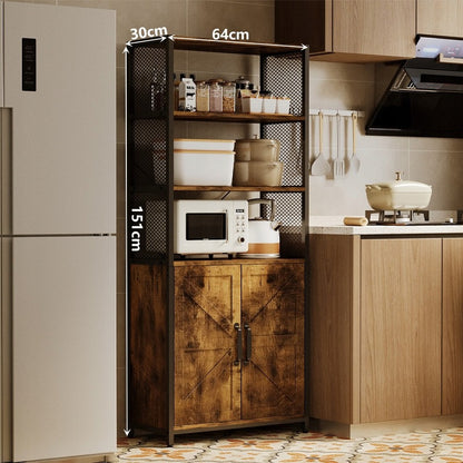 Rusztikus Ipari Loft Tálalószekrény, Szabadon Álló Szekrény, Polc, Fiókos Komód, 151 cm
