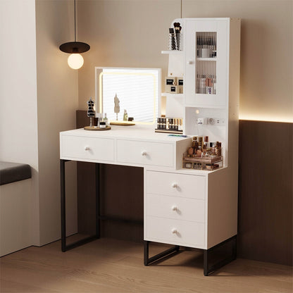 Modern, loft stílusú smink- és sminkasztal LED-es tükörrel