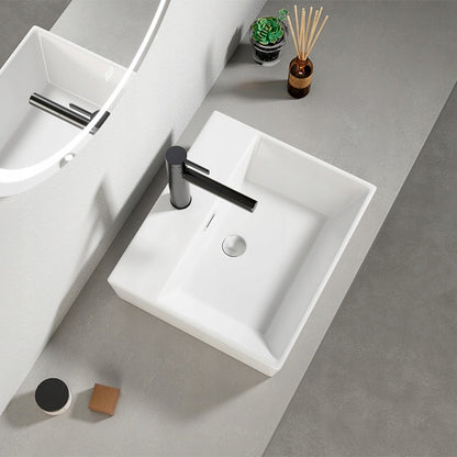 Fehér, téglalap alakú, nagy méretű, 41 x 36 cm-es kerámia mosdó