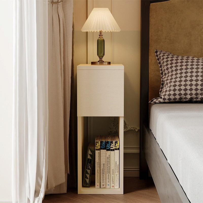 Éjjeliszekrény fiókkal, polcos asztal, modern loft hálószoba, 55 cm