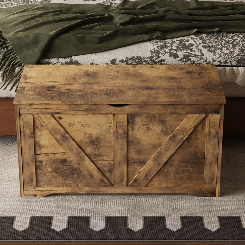 Fa tárolóláda, Tárolórendszerező, Pad, Barna Loft Stílus, 100 cm