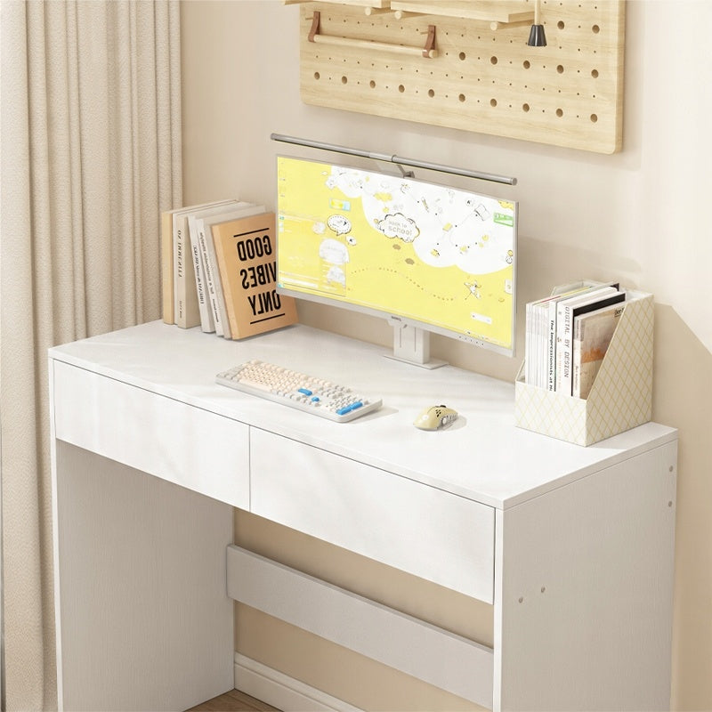 Fehér modern számítógépasztal 2 fiókkal loft stílusban íróasztal fésülködőasztal 100 cm