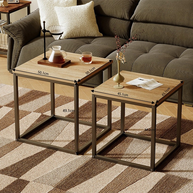 Dohányzóasztal, pad, asztalkészlet, 2 az 1-ben, ipari loft, világosbarna