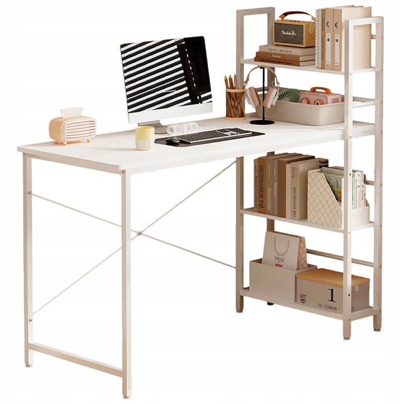 Számítógépes íróasztal, loft asztal, fehér, ifjúsági stílusú, polcos egységgel, 120 cm