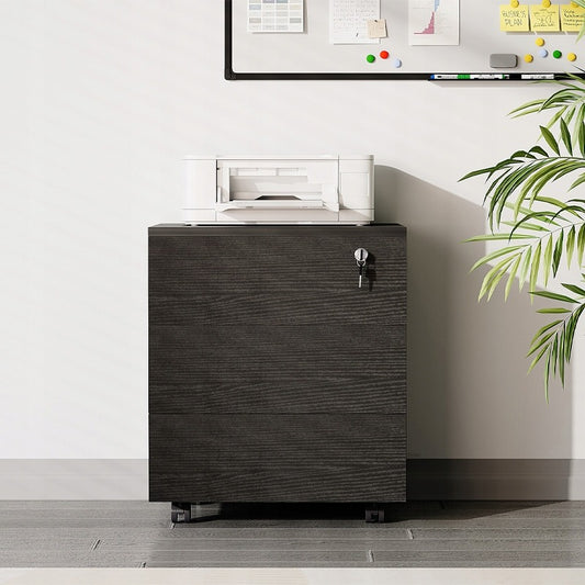 Kerekes irodai konténer fiókokkal, kulccsal zárható mobil szekrény, fekete