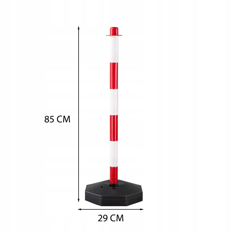 Piros-fehér parkolókorlát oszlop, 85 cm