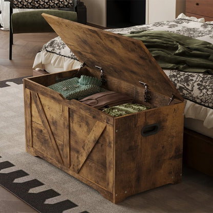Fa tárolóláda, Tárolórendszerező, Pad, Barna Loft Stílus, 100 cm