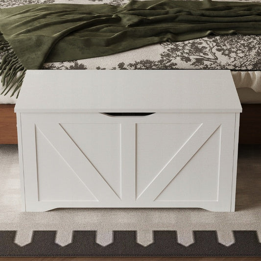 Nagy fa tárolóláda, fehér, galéria ágyneműtartós, 80 cm