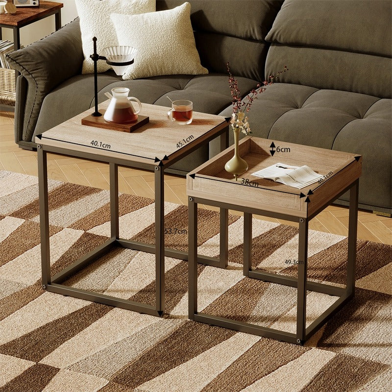 Dohányzóasztal, Dohányzóasztal és Asztalgarnitúra, 2 az 1-ben Loft, Ipari, Világosbarna