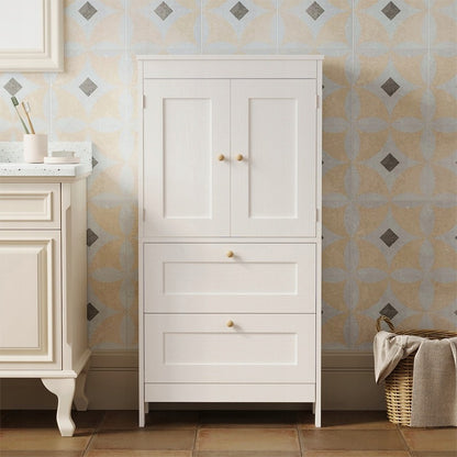 Fürdőszobai polc 2 fiókkal és ajtóval, fehér, loft stílusú, 120 cm