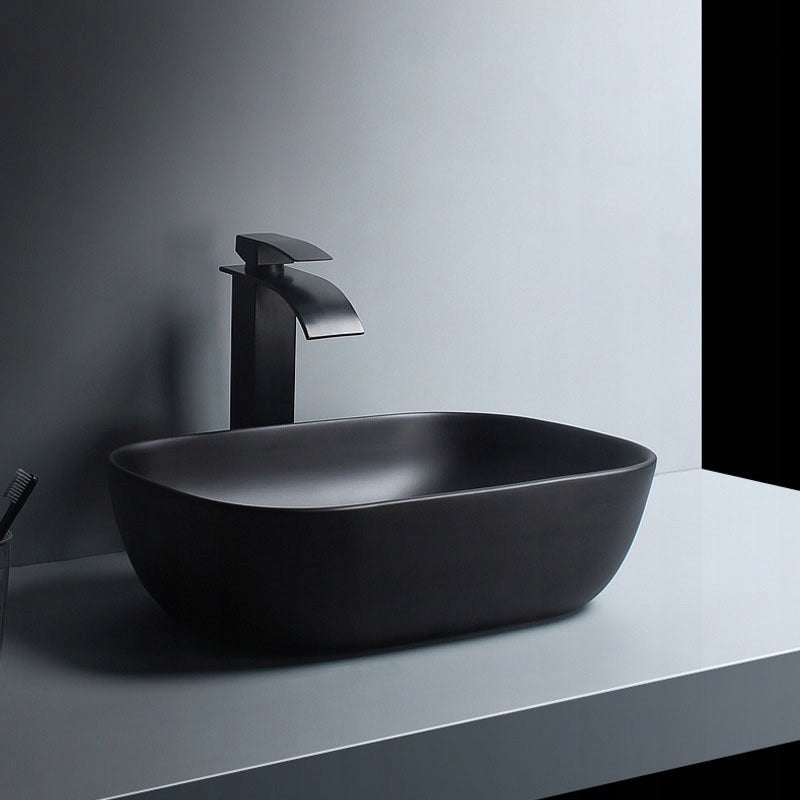 Kerámia pultos mosdókagyló matt fekete 46x32cm