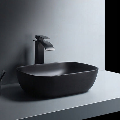 Kerámia pultos mosdókagyló matt fekete 46x32cm