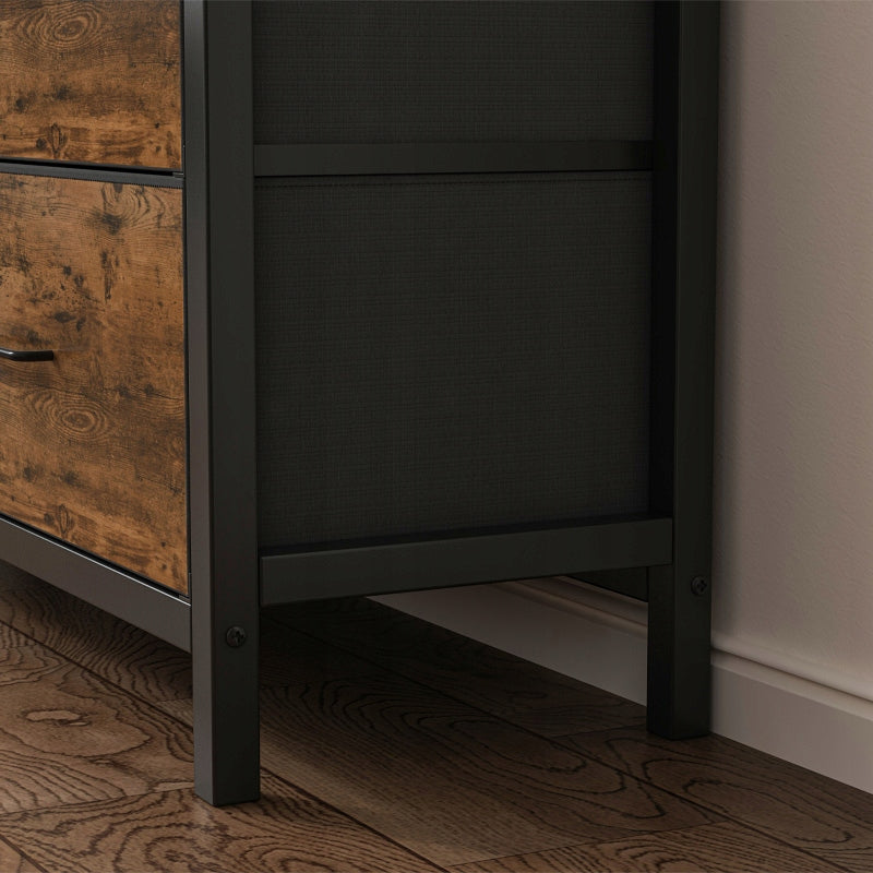 Rustikusan barna komód 7 fiókkal – 98 × 85 × 28,5 cm, loft ipari stílus